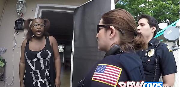  Criminal is taught by horny female officers how to fuck their pussies